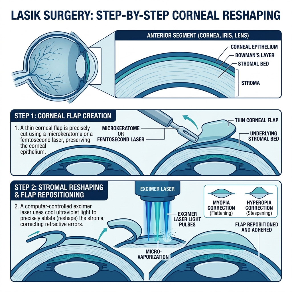 Corneal Flap creation and Laser remodeling during LASIK