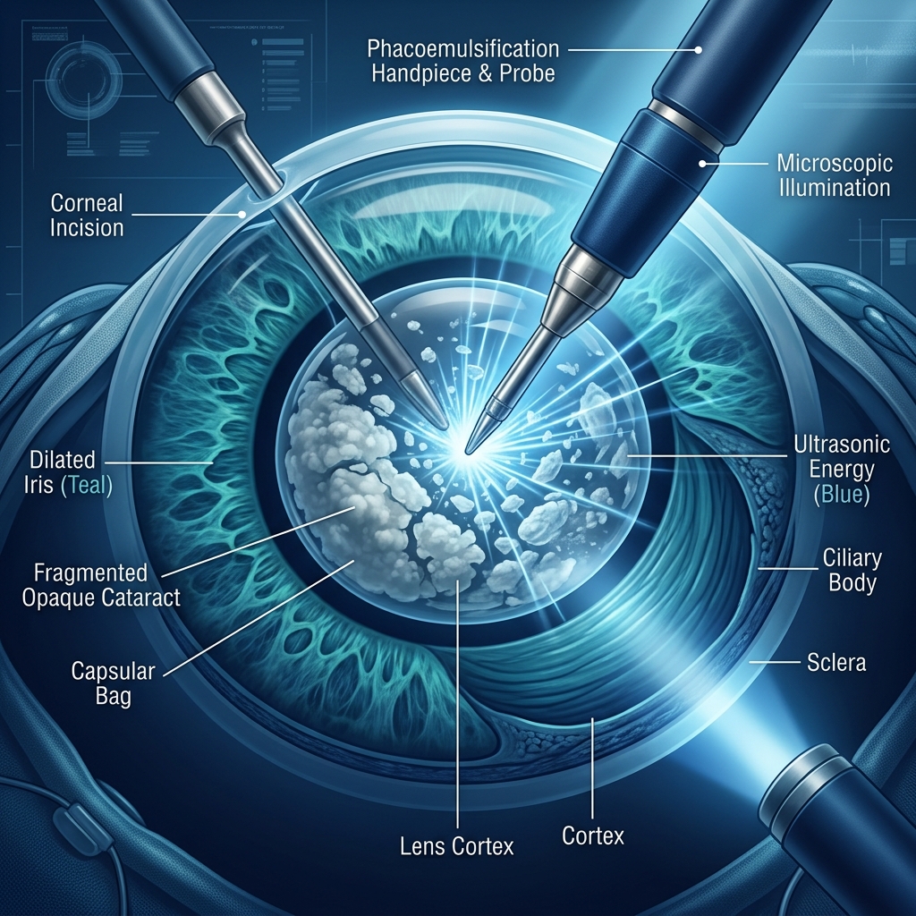 Phacoemulsification probe fragmenting cataract lens